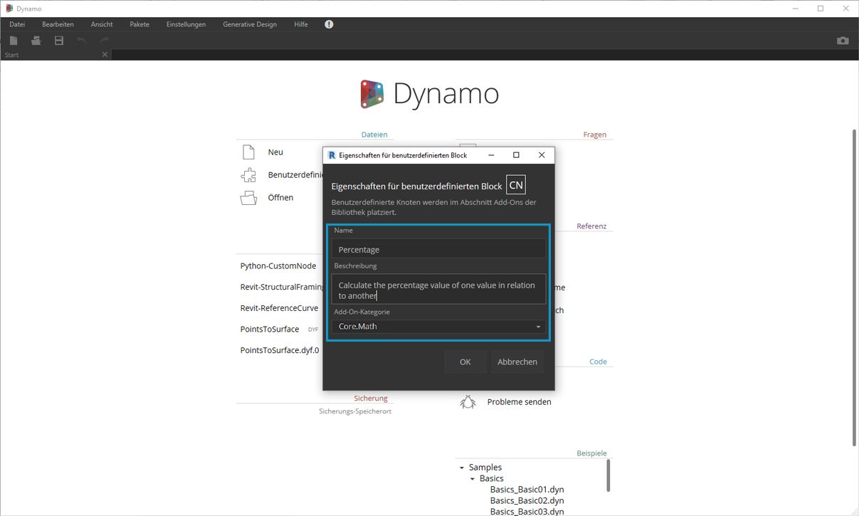 Custom Nodes Dialog