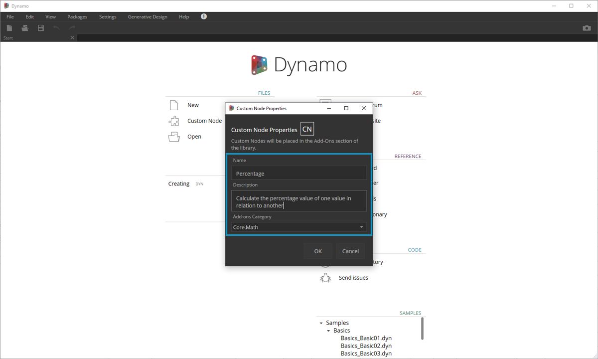 Custom Nodes Dialog